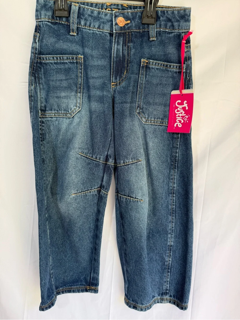 Justice Blue Denim Girls Jeans - Relaxed Fit Barrel Jean. Girl’s Size 6